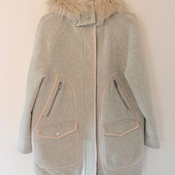 J. Crew Summit Parka Italian Stadium Cloth Wool Nello Gori Size 6 NWT - Picture 2 of 7